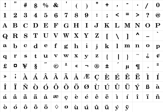 BackRoad Normal Regular  glyph index