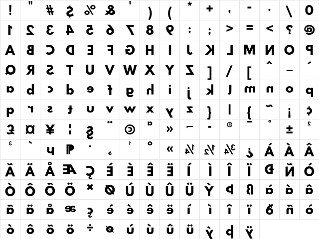 Hussar BdReversed  glyph index