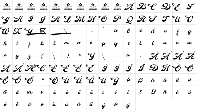 Anette Personal Use Regular  glyph index