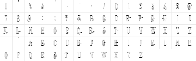Helena-Outline Roman  glyph index