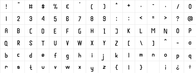 Megamendung Regular  glyph index