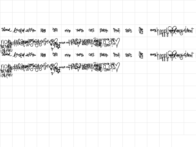 2Peas Lovely Regular  glyph index