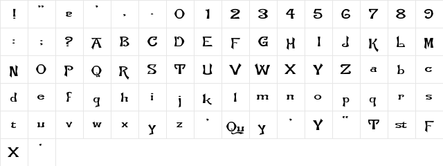 Flemish-Normal Ex Regular  glyph index