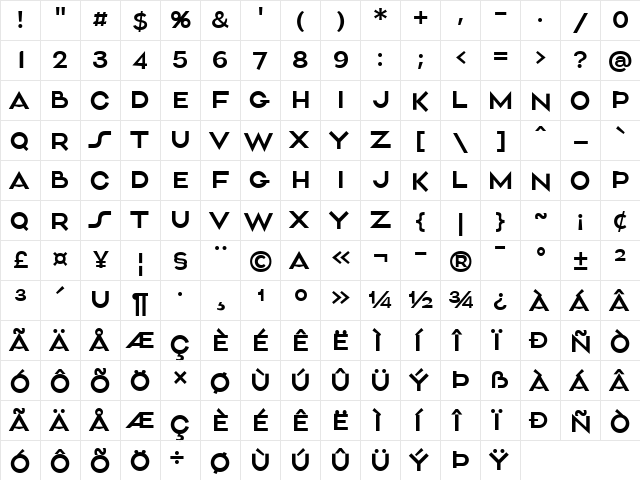 Aliment Light  glyph index