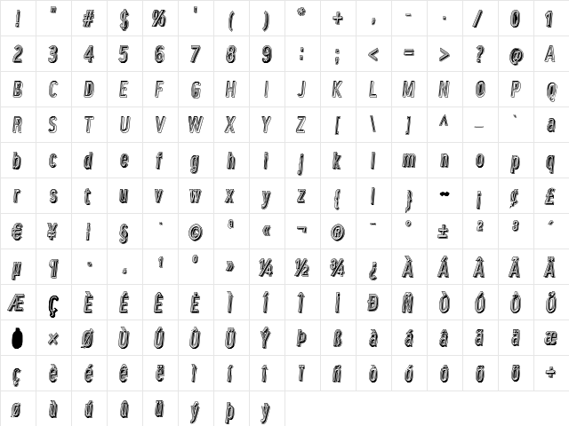 LowerMetal Regular  glyph index