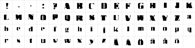 New Regular  glyph index