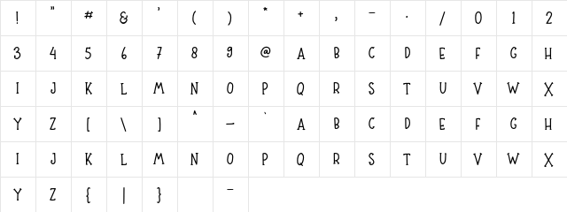 Sibertha serif Regular  glyph index