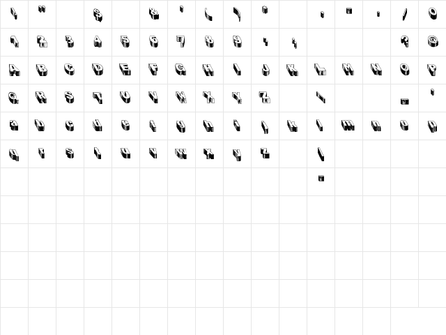 Blog the impaler Regular  glyph index