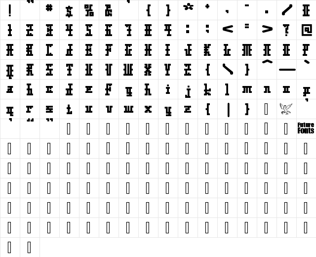 Cross Stitch 332 Regular  glyph index