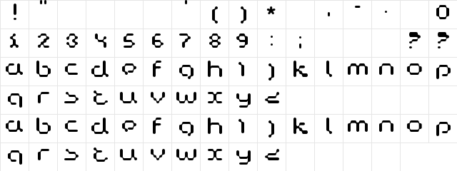 Space Attack Regular  glyph index