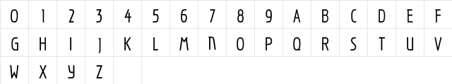 Ninestein Regular  glyph index