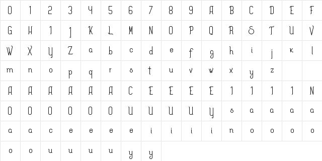Splendor Regular  glyph index