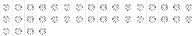 Cross Stitch Hearts Regular  glyph index