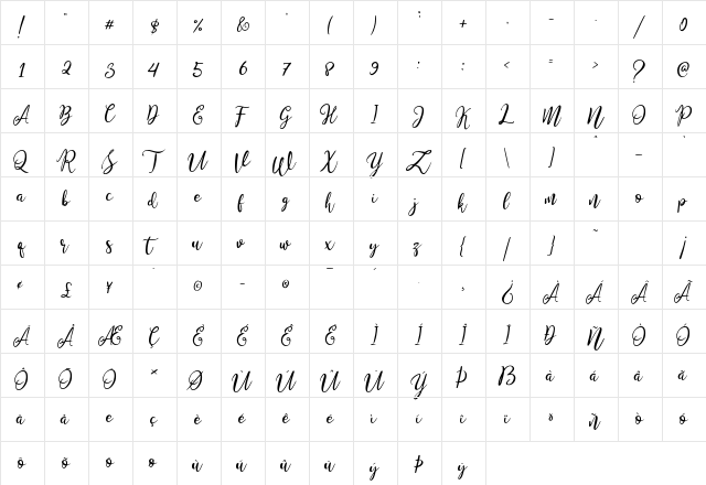 Stella Wilson Regular  glyph index