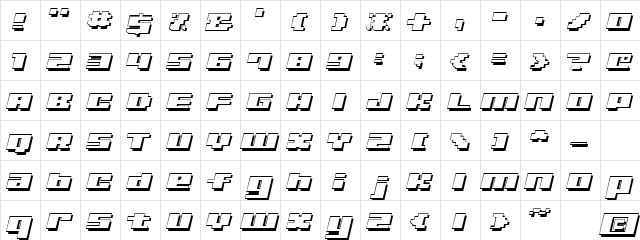 MD UltraSeven ItalicW Regular  glyph index