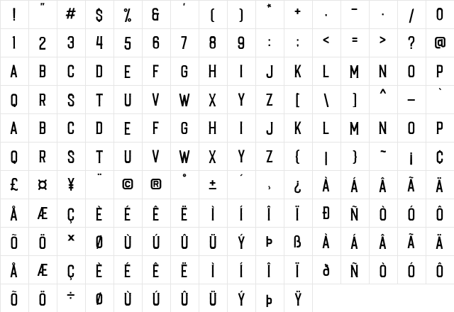 Caligor Edge  glyph index