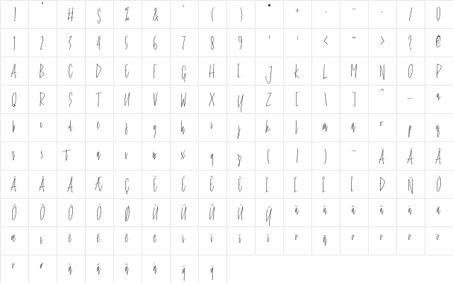 Stay Cool Regular  glyph index