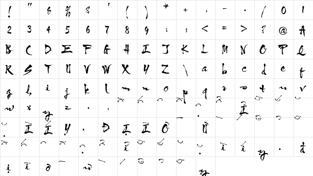 VNI-OngDoHL Regular  glyph index