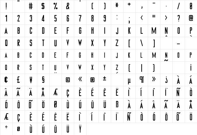 DemorestSCapsSSK Regular  glyph index