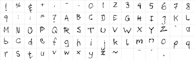 mozugushi Regular  glyph index