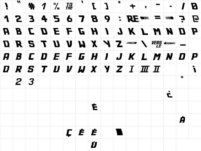 Back to the future 2002 Regular  glyph index