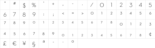 Neutra Text Light Frac Regular  glyph index