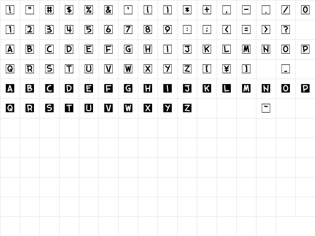 cube vol.2 Regular  glyph index