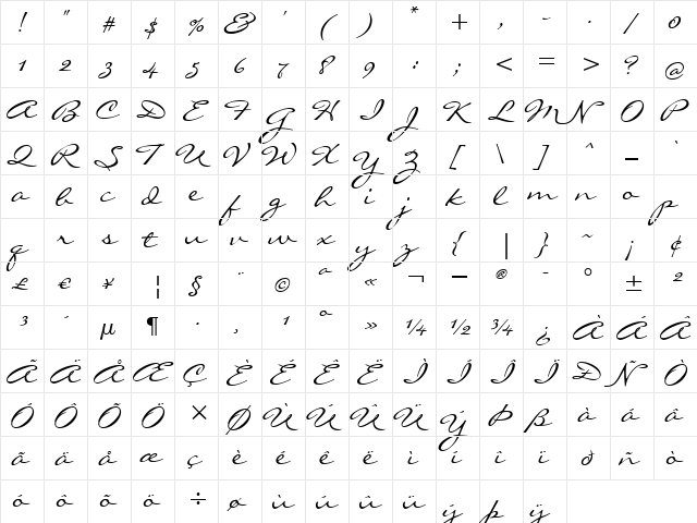 LiorahBT Regular  glyph index