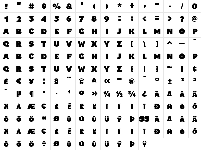 Shire Regular  glyph index