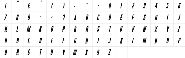 Houri Oblique  glyph index