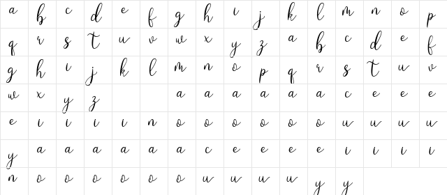 Loveyou Regular  glyph index