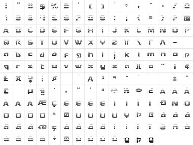 USAngel Gradient Regular  glyph index