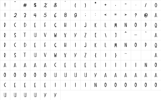 HELLO WHITE Regular  glyph index
