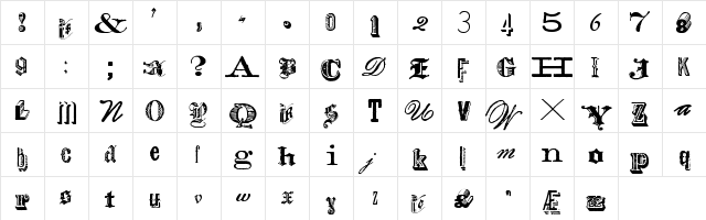 Archive Type Mix I Regular  glyph index