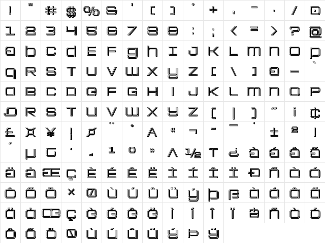 Colony Marines Bevel Regular  glyph index