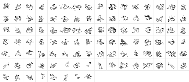 VignettSketches Regular  glyph index