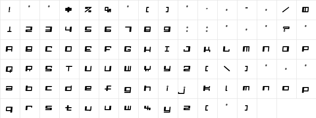 Beep Letter Lta Regular  glyph index