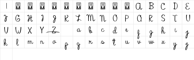 Luna Luna Regular  glyph index