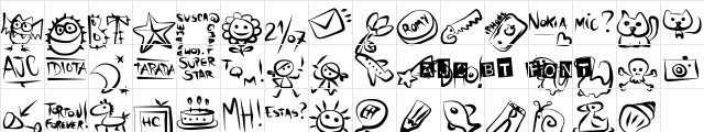 AJC BT FONT Regular  glyph index