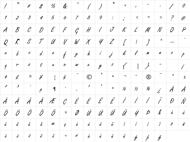 Freestyle Script Std Regular  glyph index