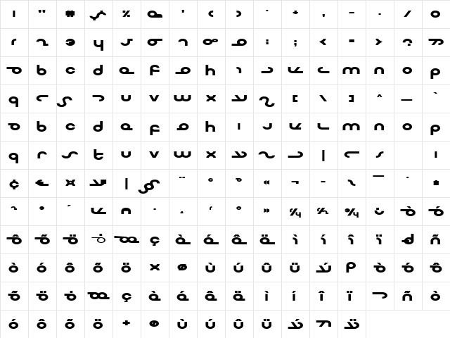 Masterdom Exp Bold Exp Bold  glyph index