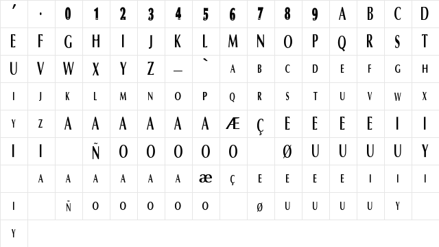 EPLFont Regular  glyph index