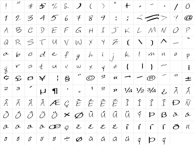 Sleep Regular  glyph index