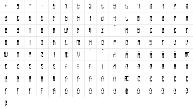 Mexican fiesta Regular  glyph index
