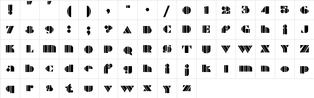 ZuiderZeeNF Regular  glyph index