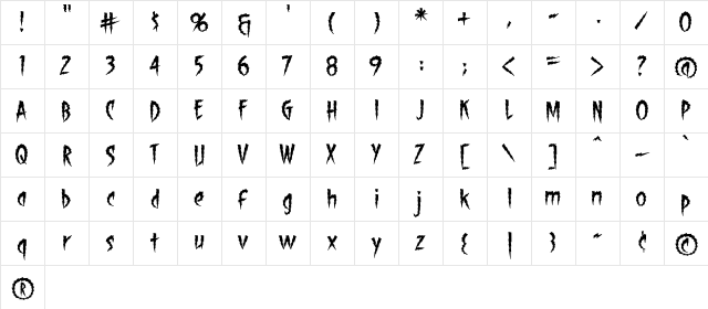 ShockTherapy BB Regular  glyph index