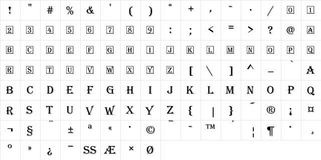 Algerian Initials D Regular  glyph index