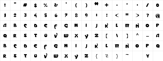 Moderno Regular  glyph index