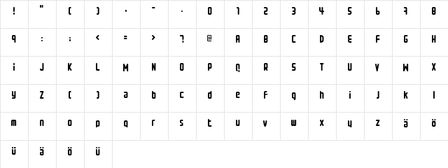 Small type Regular  glyph index