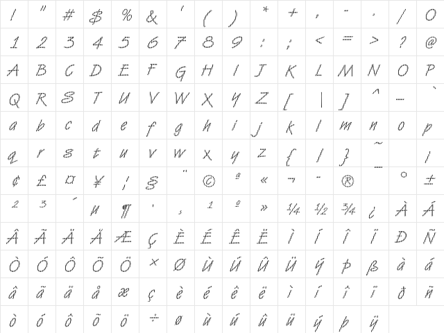 VanDijk01 Becker Regular  glyph index